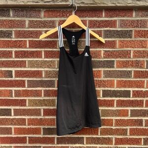 Adidas Black and White 3 Stripe Racerback Athletic Tank Top